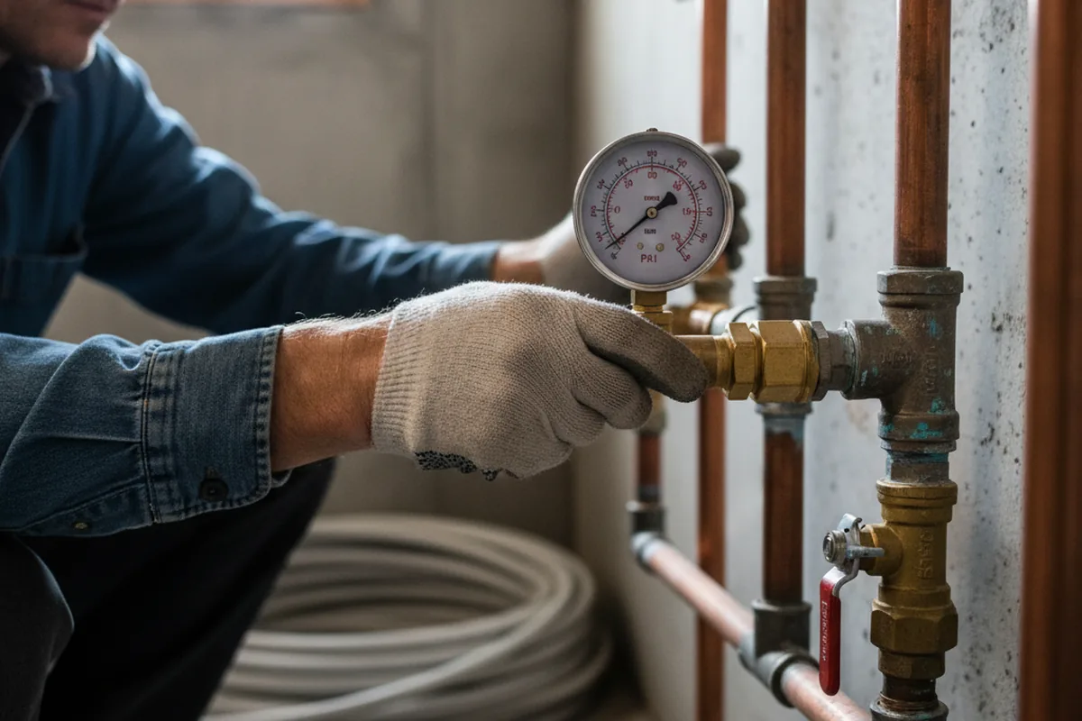 Pressure testing a repaired line during Water Line Repair in Niles